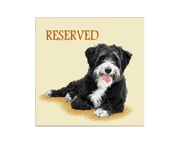 FUNDA DE COJÍN GOBELINO, UNA CARA, DISEÑO DE PERRO SCHNOODLE RESERVED, 45 X 45 CM.