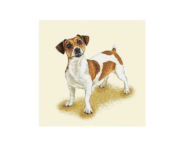 FUNDA DE COJÍN GOBELINO, UNA CARA, DISEÑO DE PERRO FOX TERRIER POSE, 45 X 45 CM.