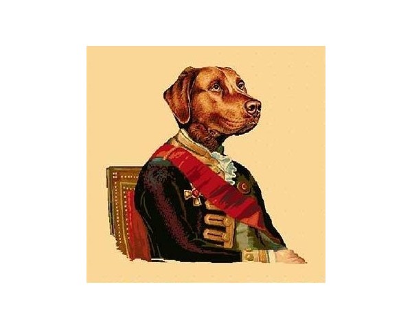 FUNDA DE COJÍN GOBELINO, UNA CARA, DISEÑO DE PERRO BRACO CANCILLER, 45 X 45 CM.